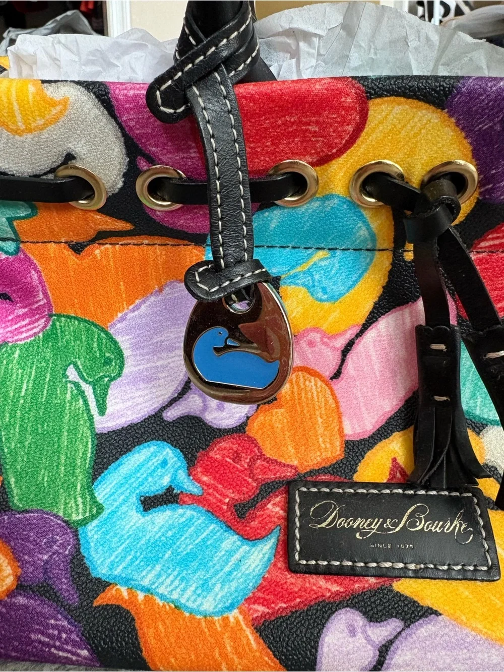 Dooney & Bourke Rainbow Wonder Duck Drawstring Tote